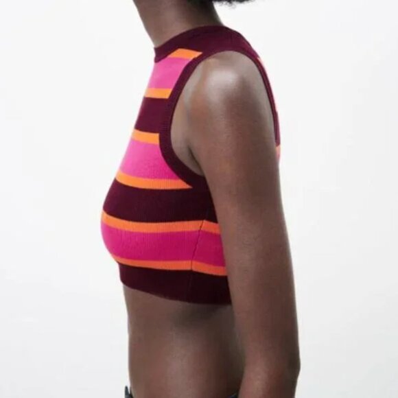 Zara Basic Cropped Knit Top S - Picture 2 of 3